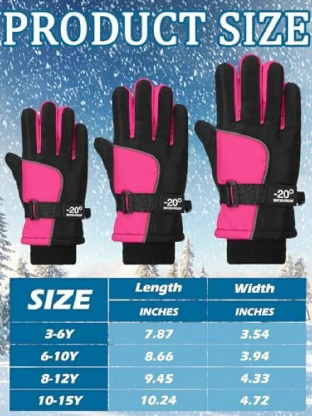 Cozy 6 Pairs Kids Winter Snow Gloves - Waterproof, Warm, & Durable for Outdoor